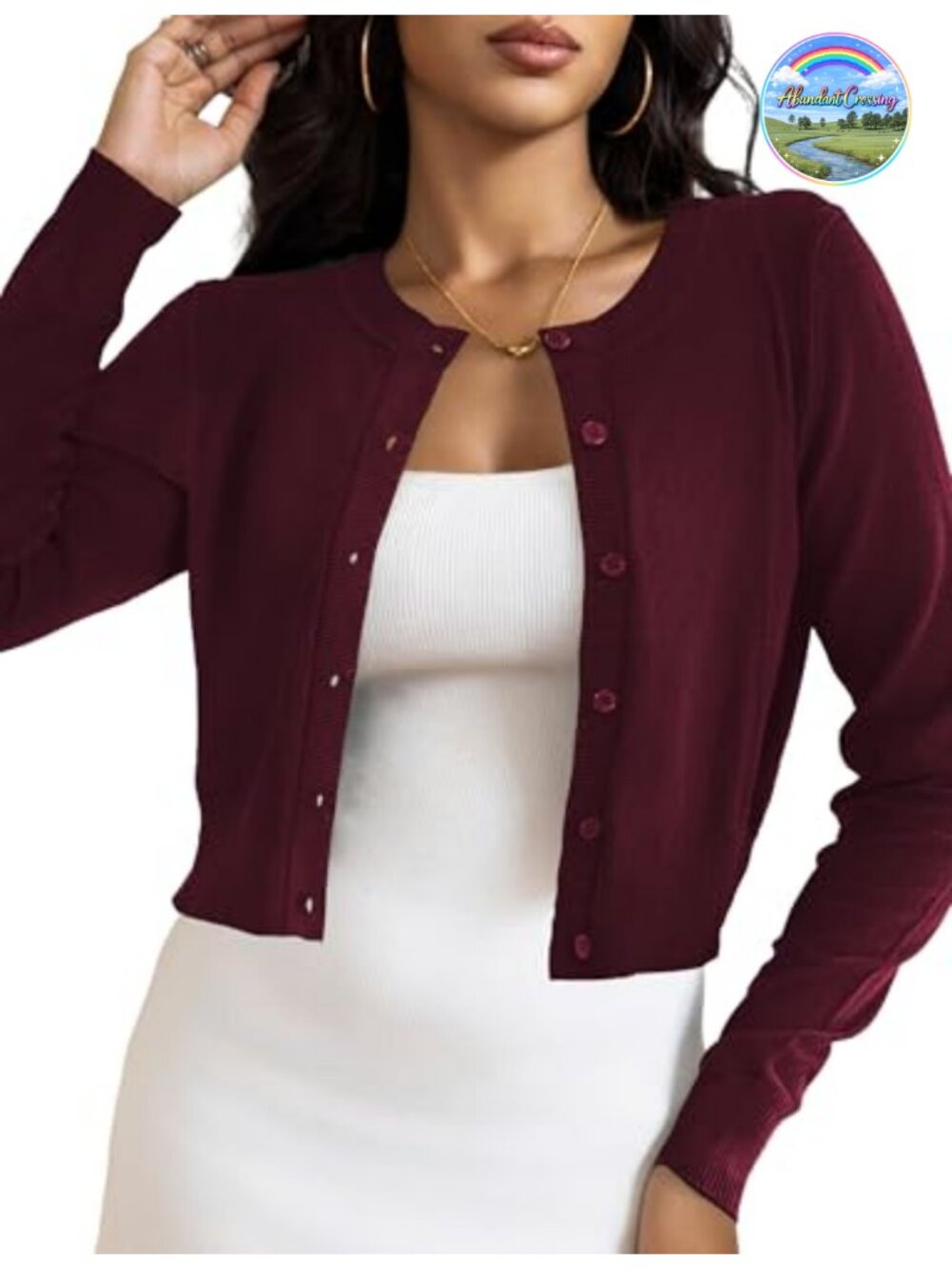 Women's Cropped Cardigan Button Down Long Sleeve Shrug Bolero Knit Layering
